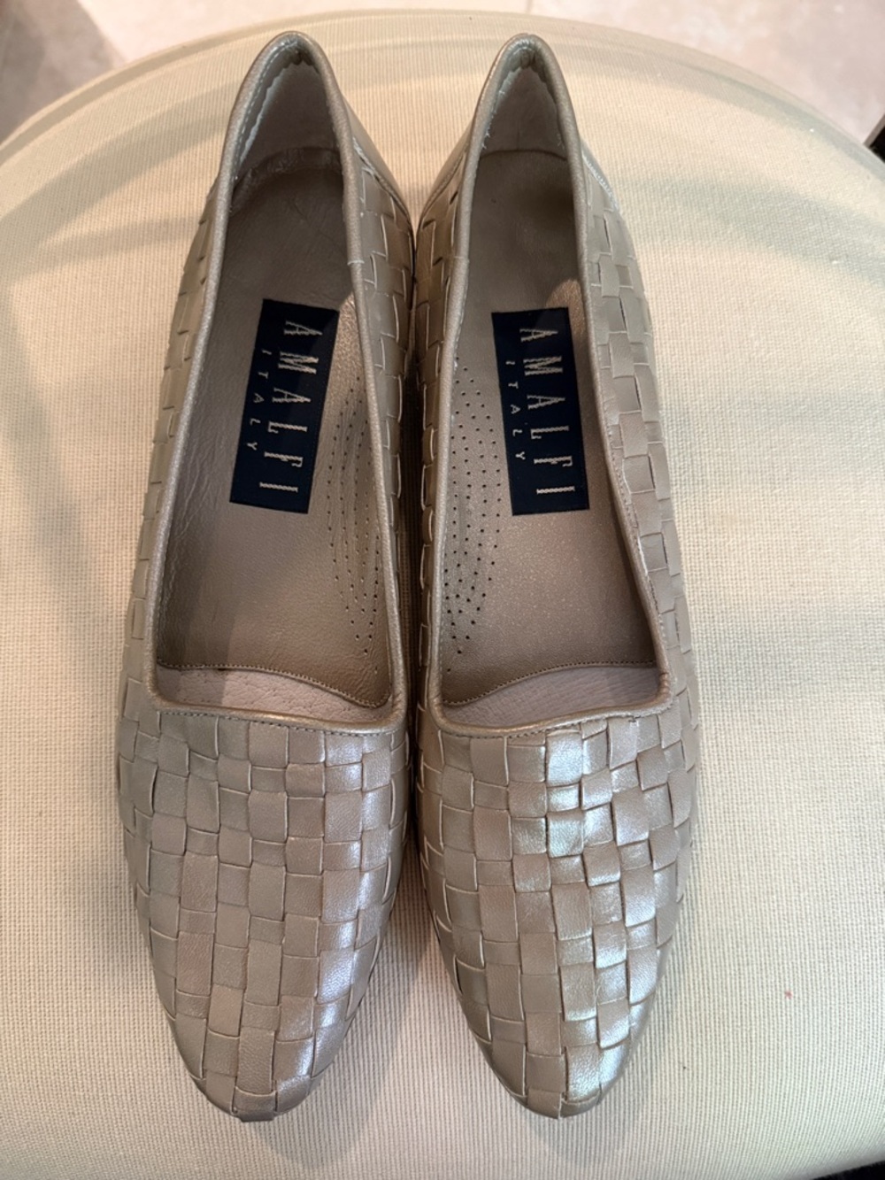 Amalfi Metallic Taupe Woven Slip-On Flats